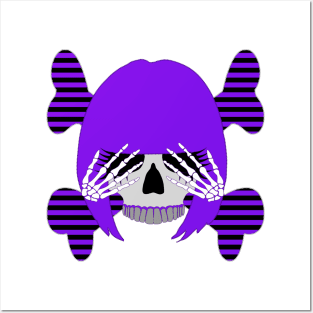 Girl Skull with Skeleton Hands Posters and Art